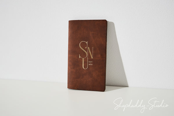 Antique Brown Recycled Leather Check Presenter with Wave Pockets for Hospitality