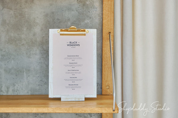 Ashwood Boho White Angled Sign Holder With Golden Clip for wedding