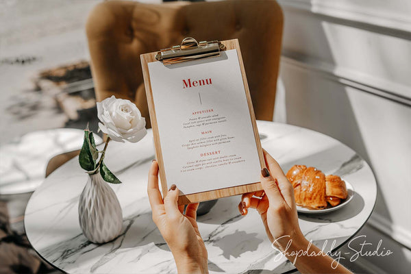 Ashwood Lacquer Menu Holder with Golden Clip for cocktail menu