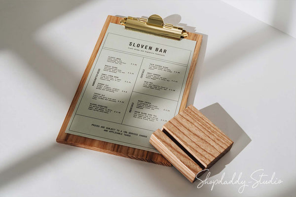Ashwood Table Top Stand With Golden Clip for cocktail menu