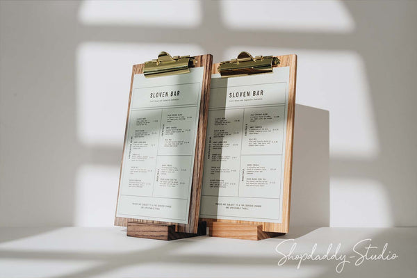 Ashwood Table Top Stand With Golden Clip for drink menu