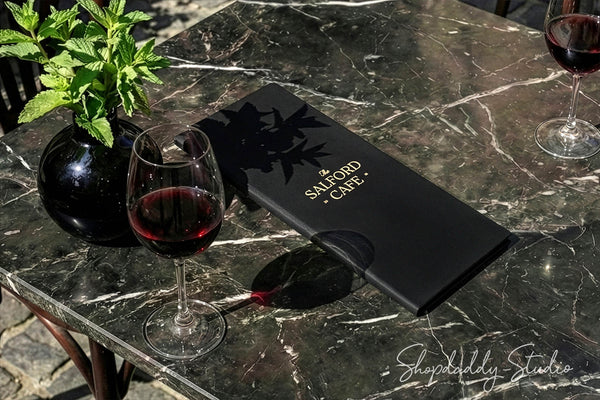 Black Double Leather Menu Cover with Corners for Hospitality