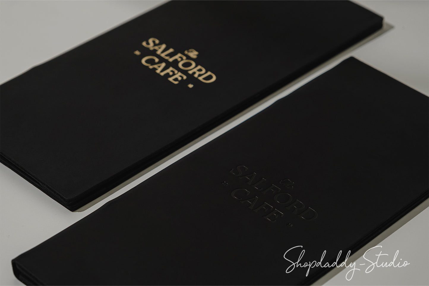 Black Double Leather Menu Cover with Corners for Hotels
