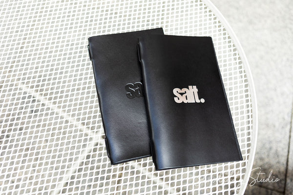 Black Thick Leather Menu Cover with Elastic Band