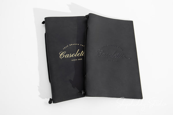 Black Leather Menu Folder with Leather Lace for Menu Presentation