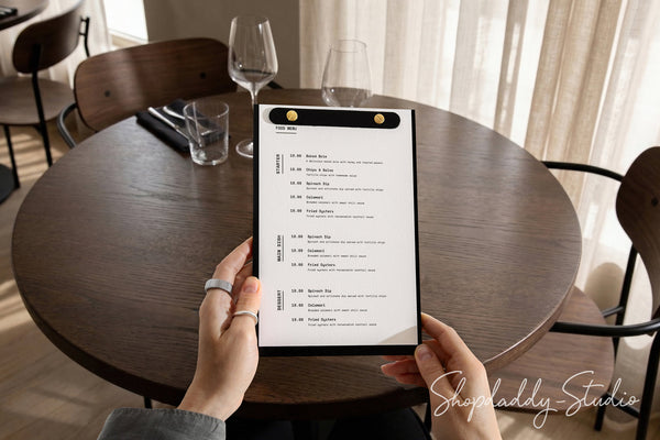 Black Menu Holder Set with Base (5 pcs) for Restaurants