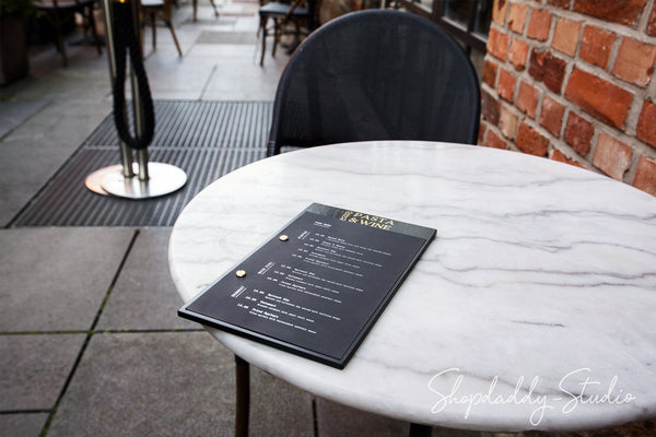 Black Plywood Menu Board with Logo for Cafes and Bars
