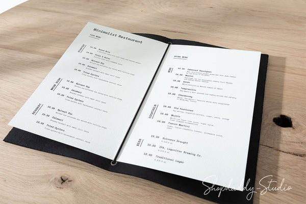 Black Thick Leather Menu Cover with Elastic Band