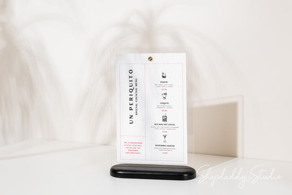 Black Wooden/Acrylic Table Menu Stand for food menu