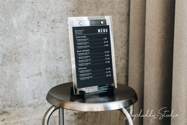 Black Wooden/Single Acrylic Table Menu Holder