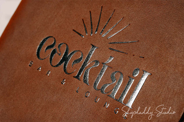 Brown Double Leather Menu Cover With Elastic Band for drink menu