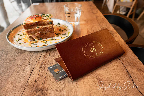 Brown Italian Leather Check Presenter With Card Pocket for restaurant