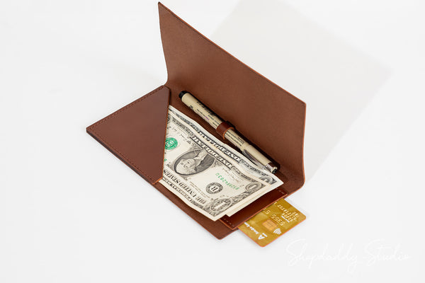 Brown Italian Leather Server Book With Card Pocket for restaurant