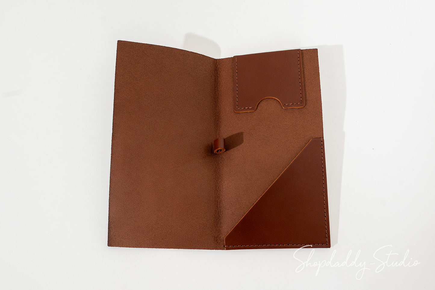 Brown Italian Leather Check Presenter With Card Pocket