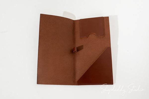 Brown Italian Leather Check Presenter With Card Pocket