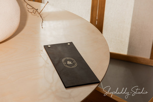 Chocolate Double Leather Menu Cover with logo