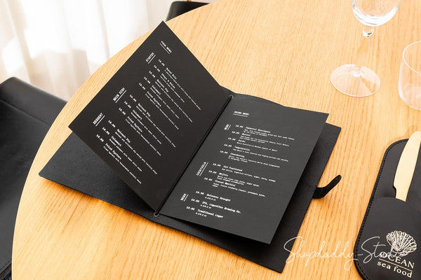 Compact Leather Menu Cover With Belt For Restaurant