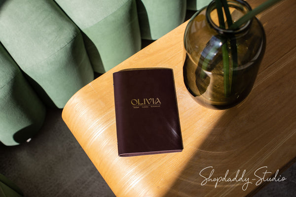 Dark Brown Thick Leather Menu Folder with Plastic Sleeves