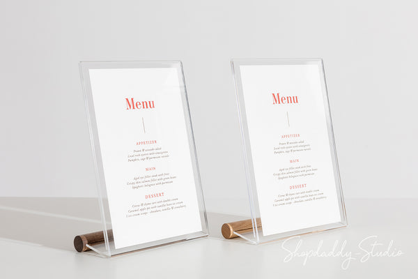 Custom Acrylic Table Menu Holder with Walnut Ashwood Stand for cocktail menu