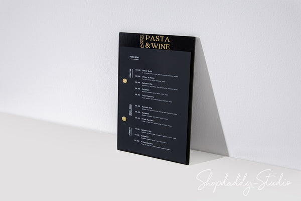Custom Black Plywood Menu Board with Logo