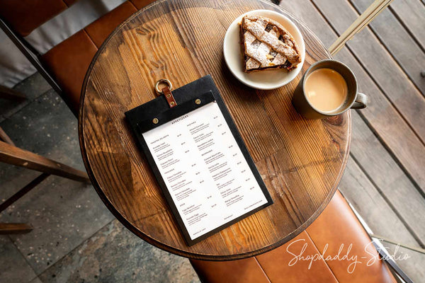 Custom Black Wooden Menu Board with Metal Ring for restaurant