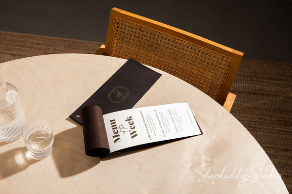 Custom Double Leather Menu Cover on Screws