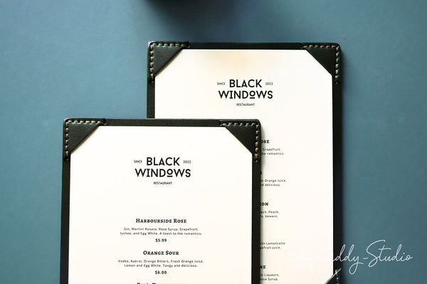 Custom Green Leather Holder with Corners for cafe