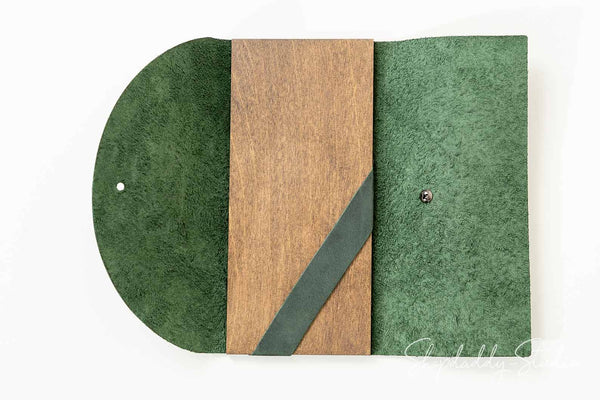 Custom Green Serving Booklet with Button Stud for restaurant