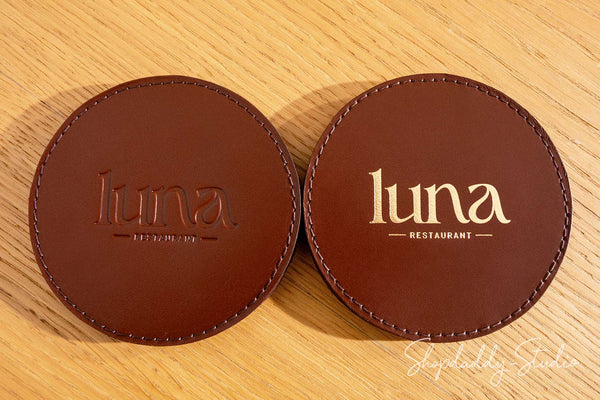 Custom Leather Coaster Set For Restaurant