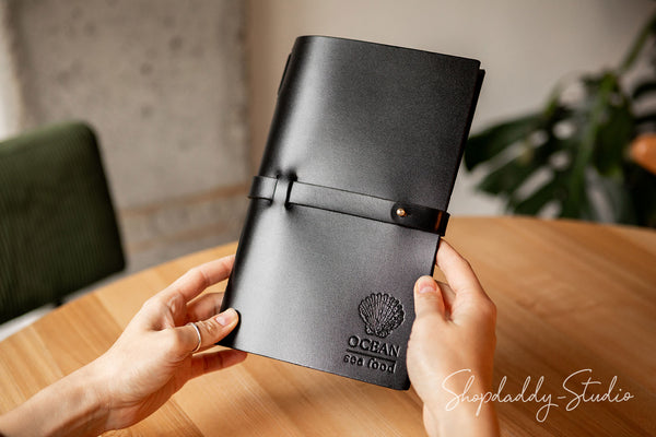 Custom Leather Menu Cover For Restaurant with logo