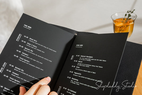 Custom Leather Menu Cover With Belt For Restaurant with logo