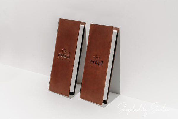 Custom Leather Menu Cover With Elastic Band for drink menu