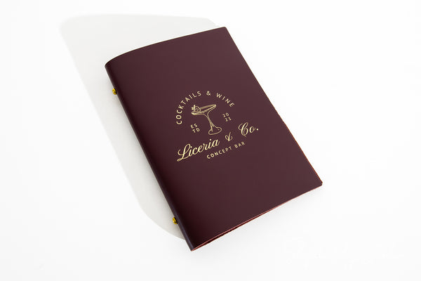 Custom Purple Thick Leather Menu Cover With Plastic Sleeves