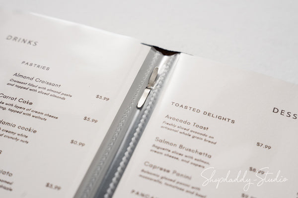 Custom Wooden Menu Cover With Plastic Sleeves for cafe