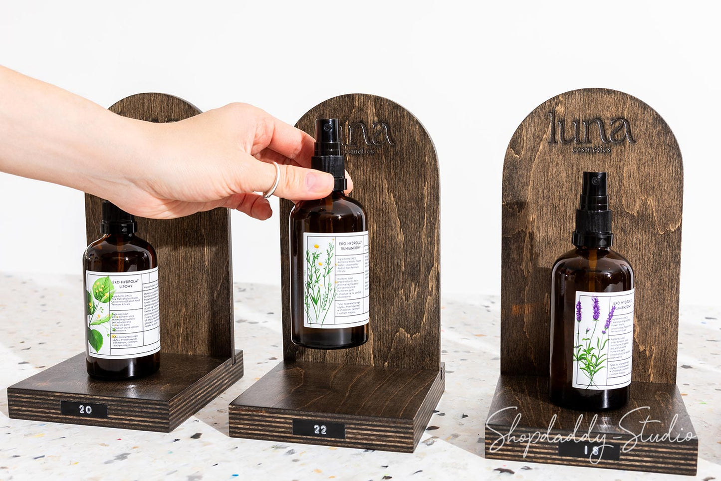 Custom Wooden Product Display Stand for Retail with logo