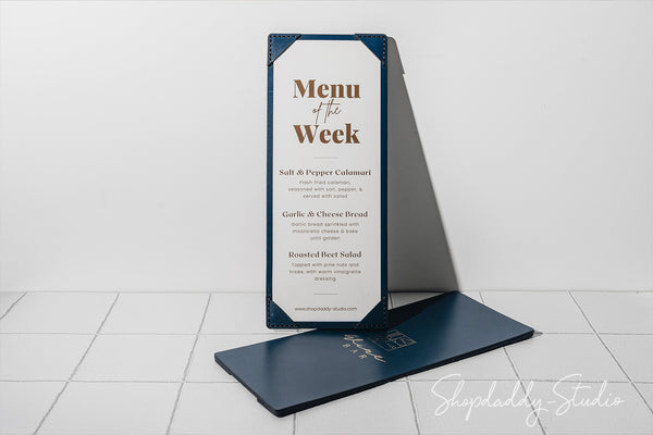 Dark Blue Double Leather Cover with Corners For wedding menu