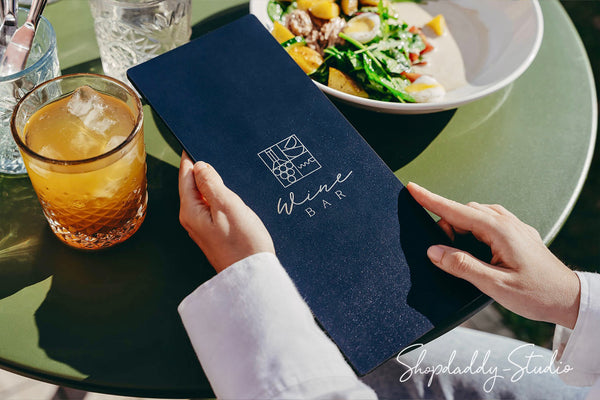 Dark Blue Double Leather Holder with Corners For restaurant