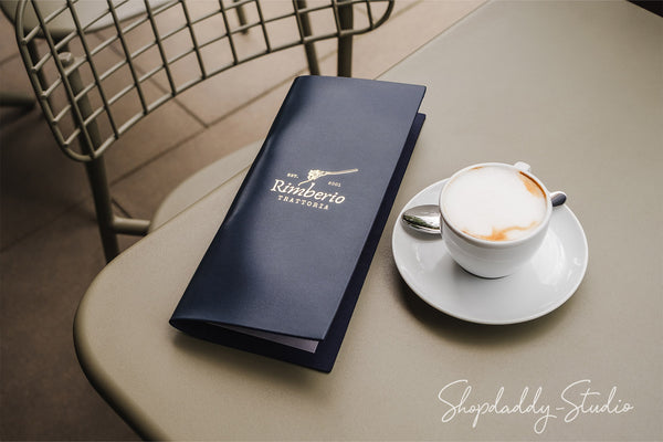 Dark Blue Leather Binderview Menu Cover for drink menu