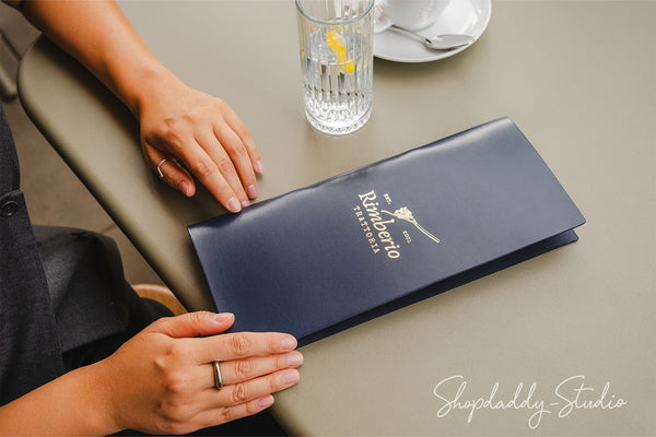 Dark Blue Leather Binderview Menu Cover for restsurant
