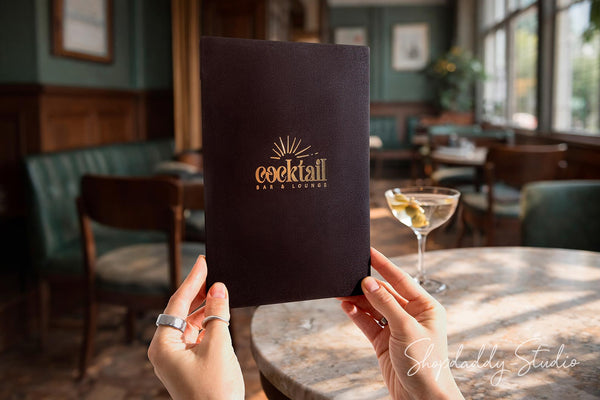 Dark Brown Double Leather Holder with Corners for Restaurants