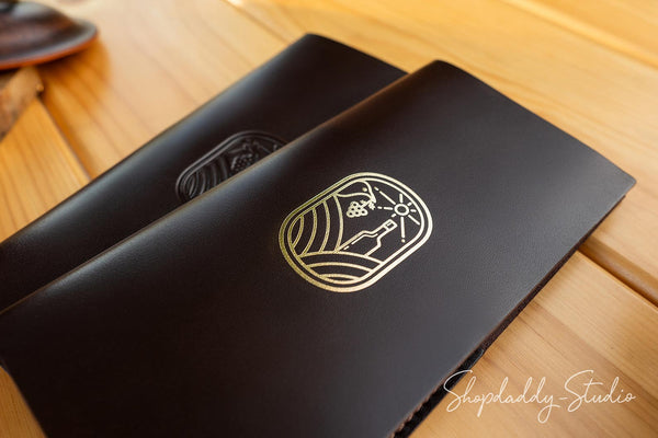 Dark Brown Italian Leather Server Book With Card Pocket for bar