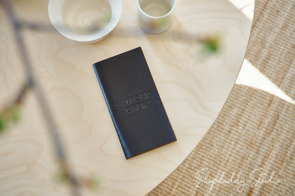 Dark Brown Italian Leather Server Book for bar