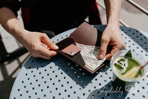 Dark Brown Italian Leather Server Book for cafe