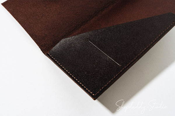 Dark Brown Italian Leather Serving Booklet for cafe