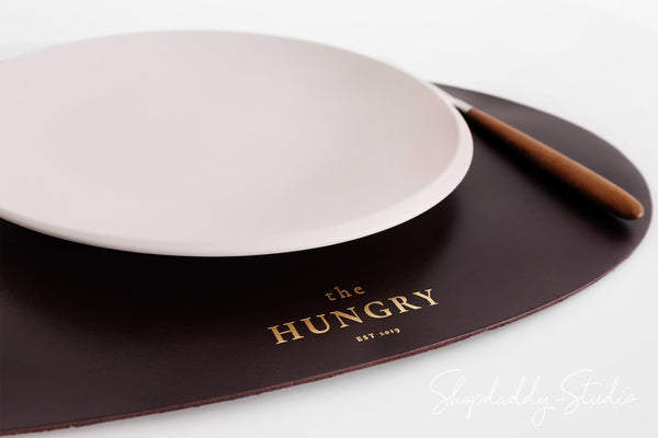 Dark Brown Thick Leather Pebble Table Dining Placemat for Fine Dining