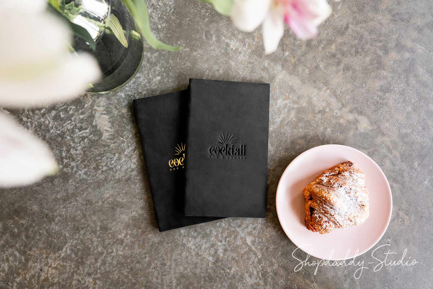 Double Leather Menu Cover with Elastic Band