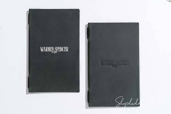 Durable Green Double Leather Menu Cover with Elastic Band