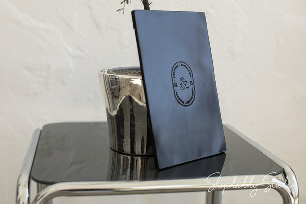Black Double Leather Holder with Corners for wine list