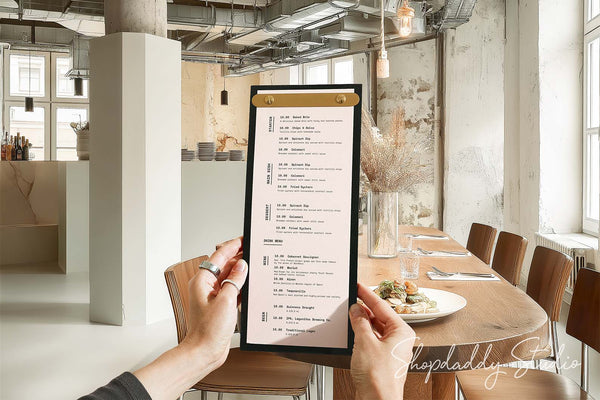 Elegant Double Leather Menu Holder with Brass Plank