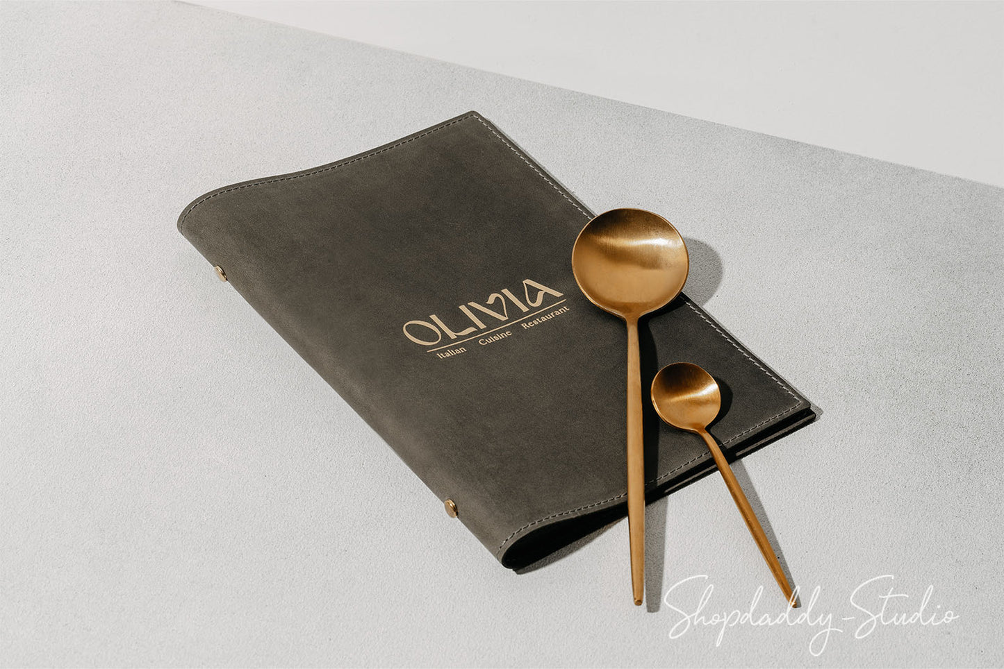 Elegant Leather Menu Cover With Plastic Sleeves